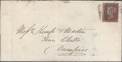 136667 1855 MAIL MAXWELLTOWN, DUMFRIES AND GALLOWAY TO DUMFRIES WITH 'MAXWELLTOWN' TYPE D1 SCOTS LOCAL BACK STAMP.