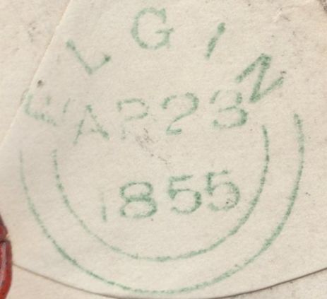 136669 1855 MAIL DUNBOG, FIFE TO ELGIN WITH 'DUNBOG' TYPE D1 SCOTS LOCAL BACK STAMP.