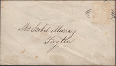 136671 1858 MAIL USED LOCALLY IN FORGLEN, BANFFSHIRE WITH 'FORGLEN' TYPE D1 SCOTS LOCAL BACK STAMP IN GREEN.