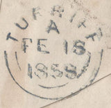 136671 1858 MAIL USED LOCALLY IN FORGLEN, BANFFSHIRE WITH 'FORGLEN' TYPE D1 SCOTS LOCAL BACK STAMP IN GREEN.
