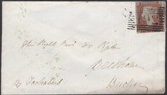 136672 1854 MAIL ENZIE, BANFFSHIRE TO PRESHOME, BUCKIE WITH 'ENZIE' TYPE C1 SCOTS LOCAL BACK STAMP.