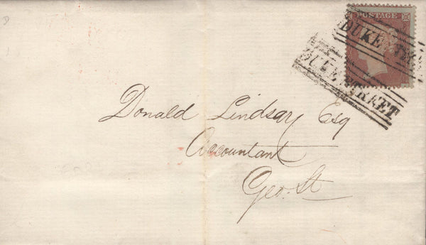 136674 1854-1858 'SCOTS LOCAL' CANCELLATIONS USED ON COVER (24 ITEMS).