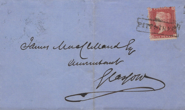 136674 1854-1858 'SCOTS LOCAL' CANCELLATIONS USED ON COVER (24 ITEMS).