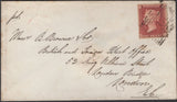136679 1859 MAIL MAKERSTON, SCOTTISH BORDERS TO LONDON WITH 'MAKERSTON' TYPE E1 SCOTS LOCAL BACK STAMP.