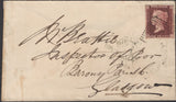 136683 1858 MAIL KIRKCOLM, DUMFRIES AND GALLOWAYS TO GLASGOW WITH 'KIRKCOLM' TYPE C1 SCOTS LOCAL BACK STAMP.