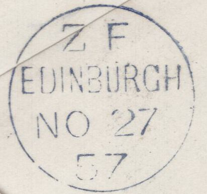 136684 1857 MAIL DUMFRIES TO EDINBURGH WITH 'KIRKBEAN' TYPE C1 SCOTS LOCAL BACK STAMP.
