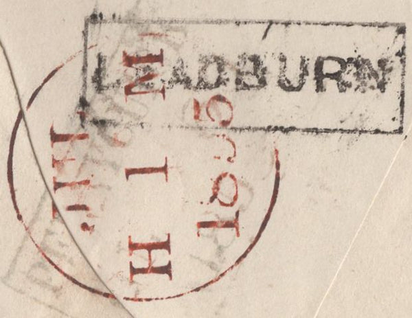 136688 1855 1D PINK ENVELOPE LEADBURN, MIDLOTHIAN TO PEEBLES WITH 'LEADBURN' TYPE D1 SCOTS LOCAL BACK STAMP.