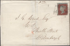 136689 1855 MAIL CASTLETOWN, HIGHLANDS TO EDINBURGH WITH 'CASTLETOWN' TYPE C1 SCOTS LOCAL BACK STAMP.