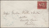 136690 1859 MAIL KILBARCHAN (CO. RENFREW) TO PAISLEY WITH 'KILBARCHAN' TYPE C1 SCOTS LOCAL BACK STAMP.