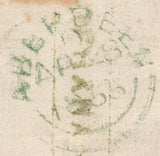 136691 1855 MAIL LUMPHANAN, ABERDEEN TO LONDON WITH 'LUMPHANAN' TYPE D1 SCOTS LOCAL BACK STAMP IN GREEN.
