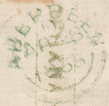 136691 1855 MAIL LUMPHANAN, ABERDEEN TO LONDON WITH 'LUMPHANAN' TYPE D1 SCOTS LOCAL BACK STAMP IN GREEN.