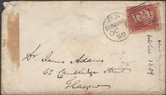 136692 1859 MAIL EDINBURGH TO GLASGOW WITH 'NICHOLSON/STREET' TYPE D4 SCOTS LOCAL BACK STAMP.