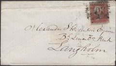 136694 1856 MAIL KIRKCONNEL, DUMFRIES AND GALLOWAY TO LANGHOLM WITH 'KIRKCONNEL' TYPE C1 SCOTS LOCAL BACK STAMP.
