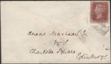 136699 1856 MAIL ANCRUM, BORDERS TO EDINBURGH WITH 'ANCRUM' TYPE C1 SCOTS LOCAL BACK STAMP.