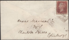 136699 1856 MAIL ANCRUM, BORDERS TO EDINBURGH WITH 'ANCRUM' TYPE C1 SCOTS LOCAL BACK STAMP.