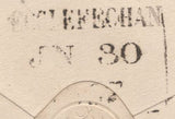 136700 1857 MAIL KIRKPATRICK FLEMING, DUMFRIES AND GALLOWAY TO ECCLEFECHAN WITH 'KIRKPATRICK FLEMING' TYPE C3 SCOTS LOCAL BACK STAMP.