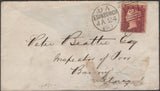 136704 1860 MAIL EDINBURGH TO GLASGOW WITH 'CROSS' TYPE E2 SCOTS LOCAL BACK STAMP.