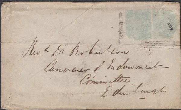 136705 1857 MAIL ARCHIESTOWN, MORAYSHIRE TO EDINBURGH WITH 'ARCHIESTOWN' TYPE D1 SCOTS LOCAL BACK STAMP.