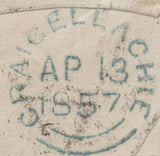 136705 1857 MAIL ARCHIESTOWN, MORAYSHIRE TO EDINBURGH WITH 'ARCHIESTOWN' TYPE D1 SCOTS LOCAL BACK STAMP.