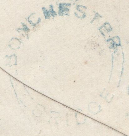 136708 1858 MAIL BONCHESTER BRIDGE (ROXBURGH) TO MORTLAKE WITH 'BONCHESTER BRIDGE' TYPE C6 SCOTS LOCAL BACK STAMP.