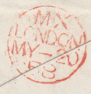 136708 1858 MAIL BONCHESTER BRIDGE (ROXBURGH) TO MORTLAKE WITH 'BONCHESTER BRIDGE' TYPE C6 SCOTS LOCAL BACK STAMP.