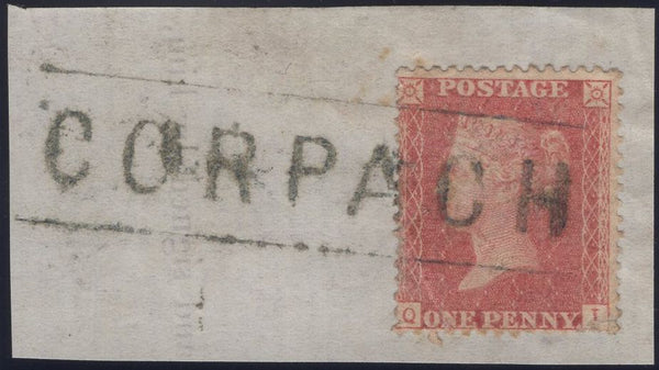 136710 CIRCA 1857 PIECE WITH DIE 2 1D ROSE-RED ON WHITE PAPER (SG40) WITH 'CORPACH' SCOTS LOCAL CANCELLATION TYPE III.
