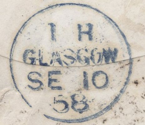 136712 1858 MAIL GLASGOW TO EDINBURGH WITH 'ARROCHAR VILLAGE' SCOTS LOCAL CANCELLATION TYPE III.