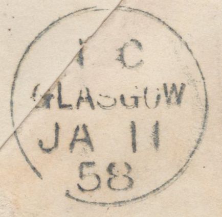 136715 1858 MAIL USED IN GLASGOW WITH 'ANDERSTON' SCOTS LOCAL CANCELLATION TYPE VIII.