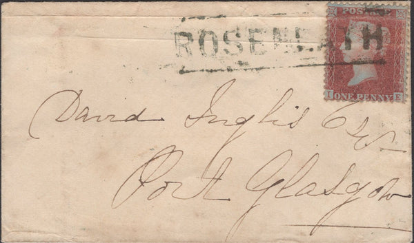 136719 1857 MAIL HELENSBURGH TO PORT GLASGOW WITH 'ROSENEATH' SCOTS LOCAL CANCELLATION TYPE III.