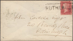 136720 1857 MAIL GLASGOW TO EDINBURGH WITH 'RUTHERGLEN' SCOTS LOCAL CANCELLATION TYPE III.