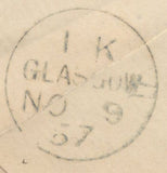 136720 1857 MAIL GLASGOW TO EDINBURGH WITH 'RUTHERGLEN' SCOTS LOCAL CANCELLATION TYPE III.