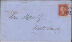 136739 1855 MAIL EDINBURGH TO CASTLE DOUGLAS WITH 'NICHOLSON/STREET' SCOTS LOCAL CANCELLATION TYPE XVIII.