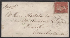 136741 1855 MOURNING ENVELOPE TO PENRITH WITH DIE 2 1D PL.6 (SPEC C6)(BB).