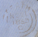136751 1855 UNDERPAID MAIL NEATH, GLAMORGAN TO BRISTOL WITH DIE 2 1D PL.6 (SG24)(AH) MISSING IMPRIMATUR LETTERING.
