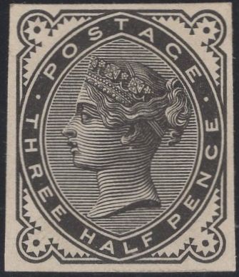 136767 1880 1½D VENETIAN RED (SG167) VERY FINE IMPERFORATE PLATE PROOF IN BLACK.