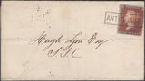 136768 1856 MAIL USED IN EDINBURGH WITH 'ANTIGUA ST.' SCOTS LOCAL CANCELLATION TYPE VIII.