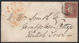 136772 1855 MOURNING ENVELOPE USED IN LONDON WITH DIE 2 1D PL.6 (SPEC C6)(SB).