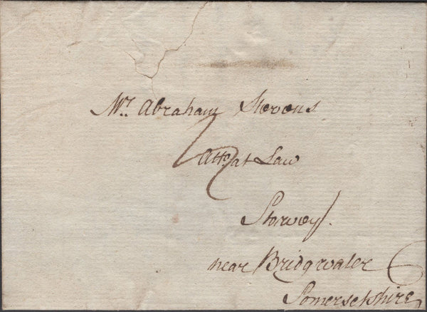 136779 1778 MAIL LONDON TO BRIDGWATER WITH 'Partington' STRAIGHT LINE RECEIVERS HAND STAMP.