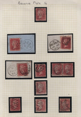 136782 1862 DIE 2 1D RESERVE PLATE 16 (SG40b) COLLECTION (110 ITEMS).