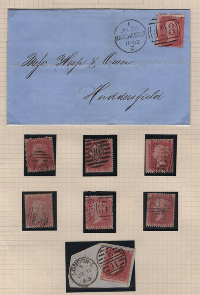 136782 1862 DIE 2 1D RESERVE PLATE 16 (SG40b) COLLECTION (110 ITEMS).