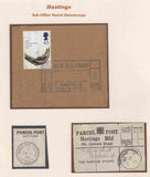 136797 HASTINGS, SUSSEX COLLECTION OF PARCEL POST LABELS 1887-1978 (37 ITEMS).