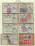 136797 HASTINGS, SUSSEX COLLECTION OF PARCEL POST LABELS 1887-1978 (37 ITEMS).