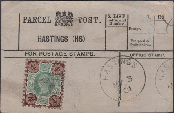 136798 HASTINGS, SUSSEX COLLECTION OF PARCEL POST LABELS 1894-1915 (16 ITEMS).