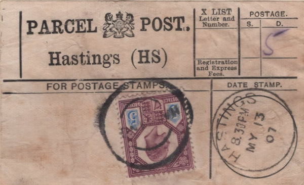 136798 HASTINGS, SUSSEX COLLECTION OF PARCEL POST LABELS 1894-1915 (16 ITEMS).