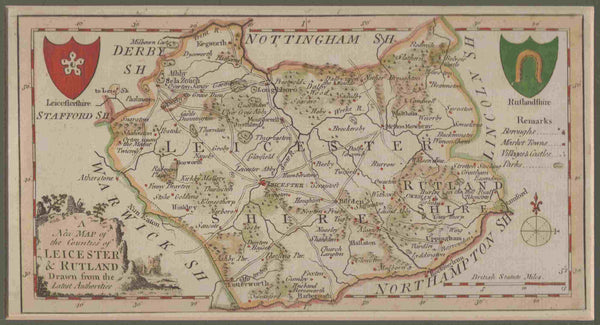 136811 1784 'A New MAP of the Counties of LEICESTER and RUTLAND Drawn from the Latest Authorities' BY G WALPOLE.