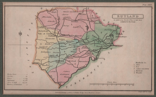 136813 1808 MAP OF RUTLAND BY R PHILLIPS.