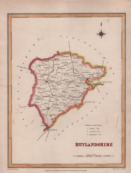 136815 1844 MAP OF RUTLANDSHIRE BY CREIGHTON AND WALKER.