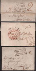 136823 1797-1849 COLLECTION 'LONDON TWO PENNY POST' HAND STAMPS AND USAGES (97 ITEMS).