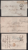 136823 1797-1849 COLLECTION 'LONDON TWO PENNY POST' HAND STAMPS AND USAGES (97 ITEMS).
