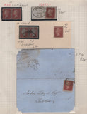 136824 THE 'R C ALCOCK OF CHELTENHAM' REFERENCE COLLECTION OF MISSING IMPRIMATUR LETTERINGS FROM 1855 DIE 2 1D PLATE EIGHT (16 STAMPS, TWO PAIRS, DATED PIECE, ONE COVER AND SIX PHOTOS).